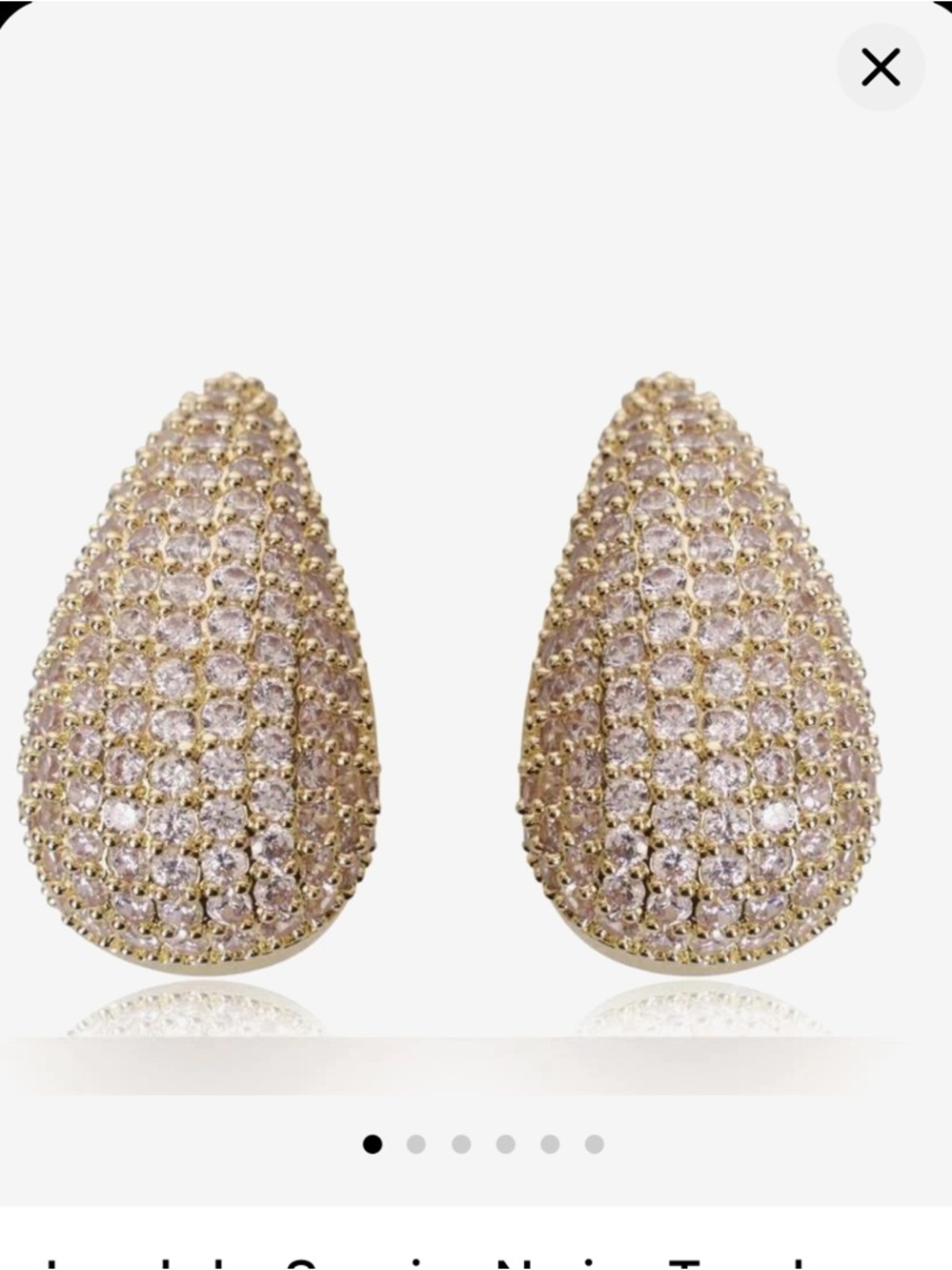 Jewels by Sunaina Gold Pavé Crystal Teardrop Statement Earrings NWT